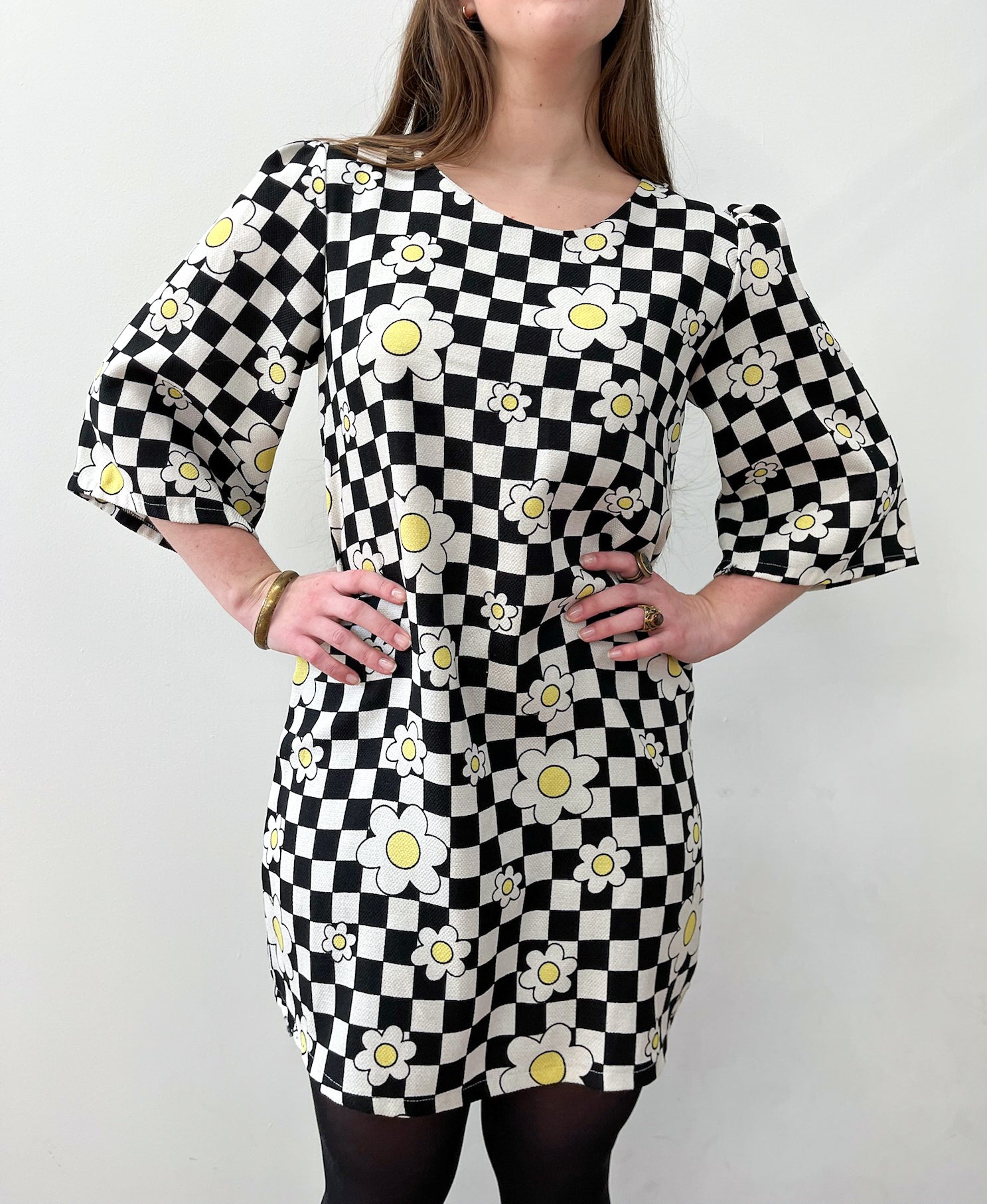1990s does the 1960s Checkerboard Daisy Mod Ska Mini Dress 1990s does the 1960s Checkerboard Daisy Mod Ska Mini Dress