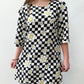 1990s does the 1960s Checkerboard Daisy Mod Ska Mini Dress