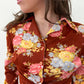 1970s Vintage Floral Collared Disco Crop Top