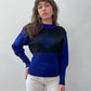 1980s Vintage Black and Indigo Purple Fitted Sweater