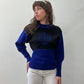 1980s Vintage Black and Indigo Purple Fitted Sweater