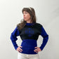 1980s Vintage Black and Indigo Purple Fitted Sweater