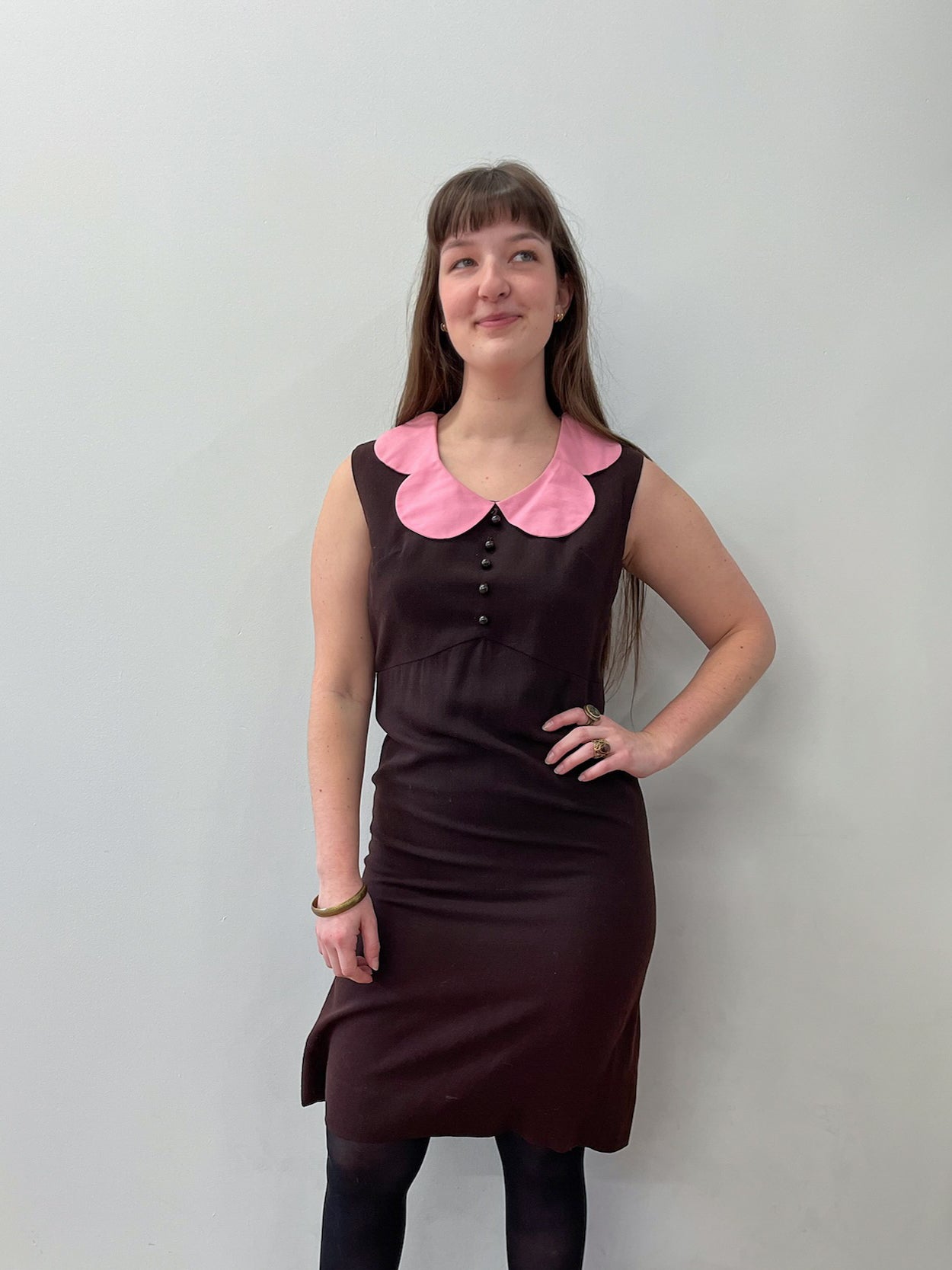 1960s Vintage Gerald McCann London Petal Collar Mod Dress