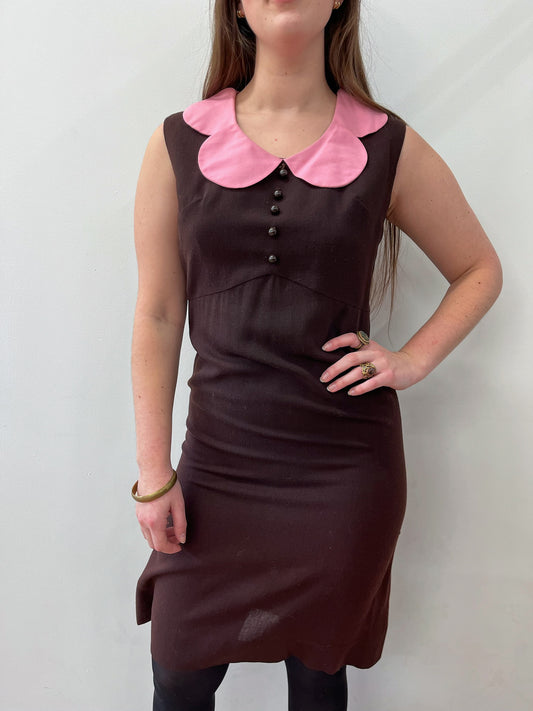 1960s Vintage Gerald McCann London Petal Collar Mod Dress