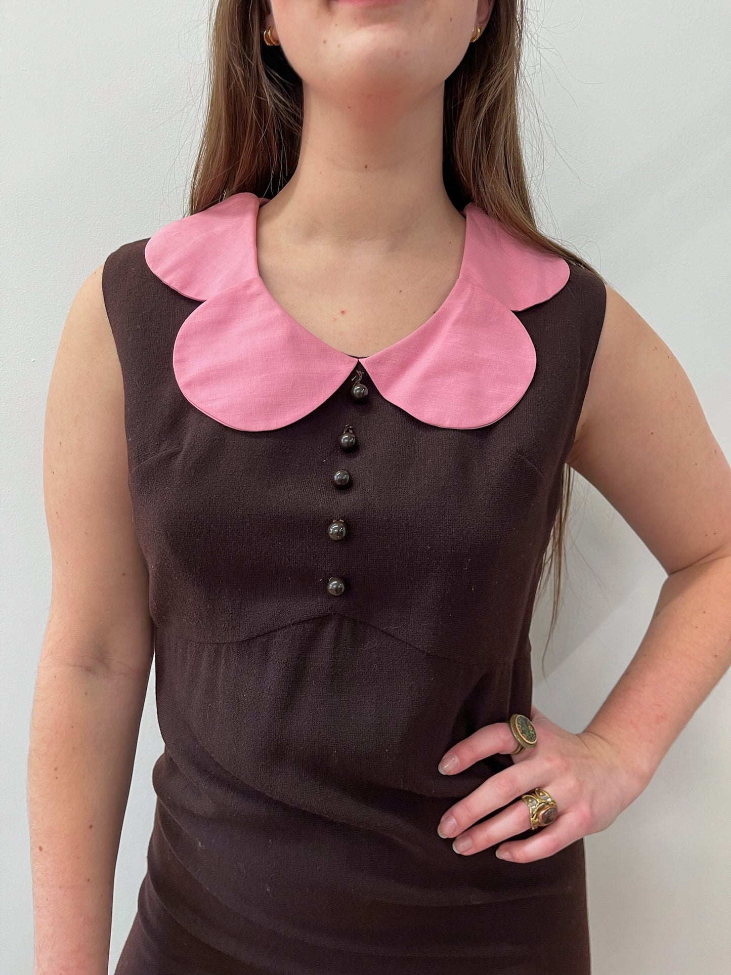 1960s Vintage Gerald McCann London Petal Collar Mod Dress
