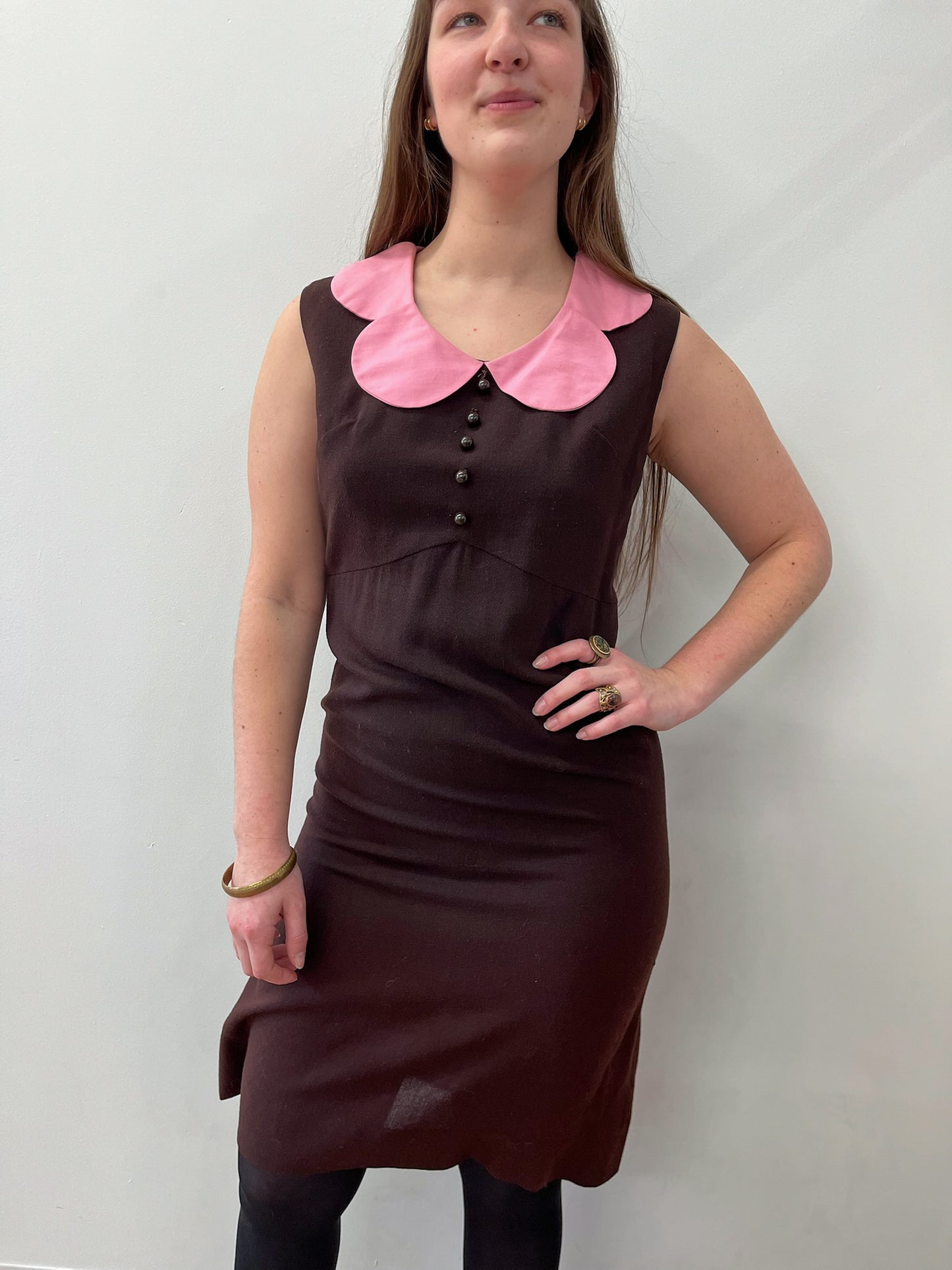 1960s Vintage Gerald McCann London Petal Collar Mod Dress