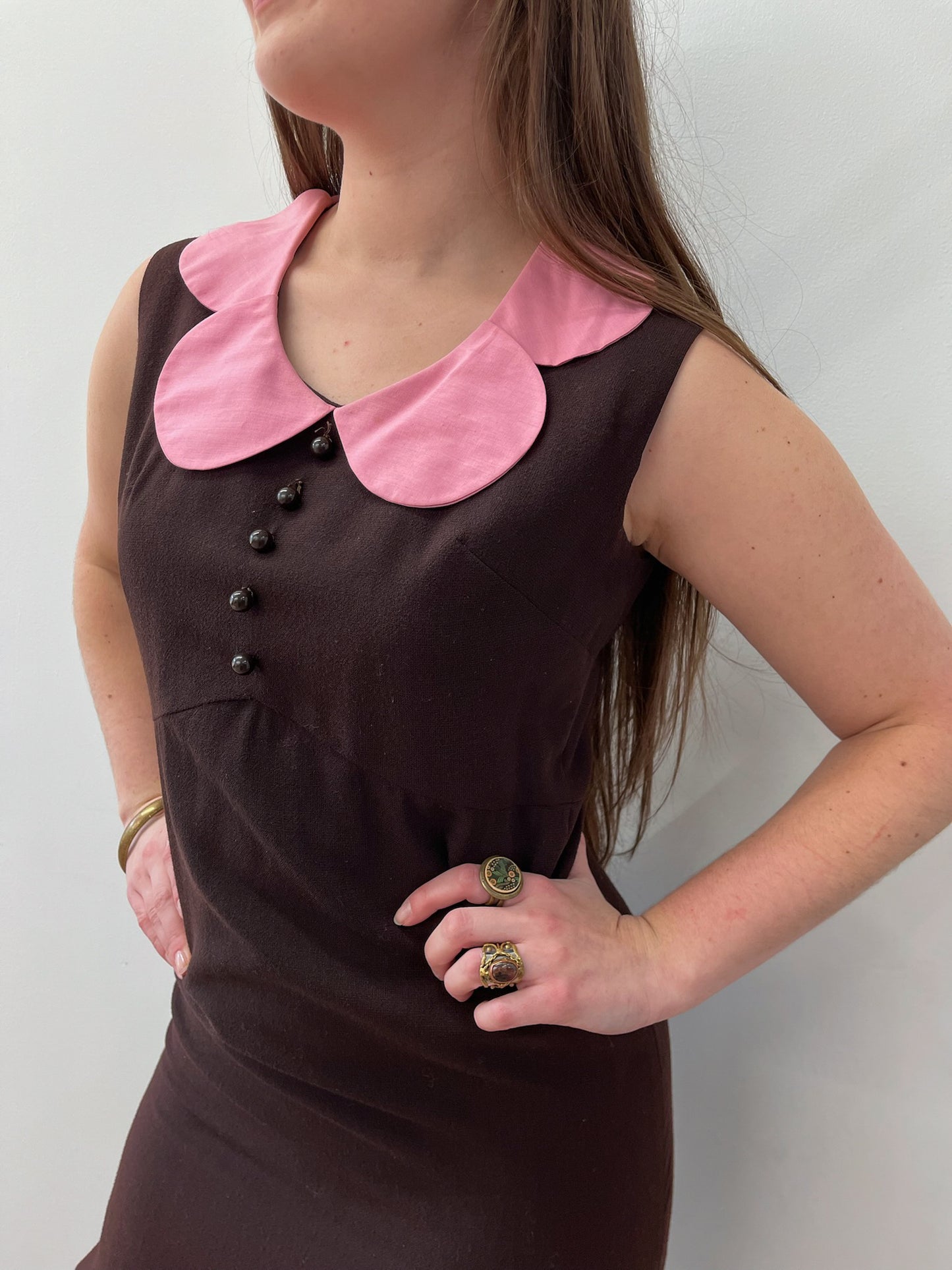 1960s Vintage Gerald McCann London Petal Collar Mod Dress