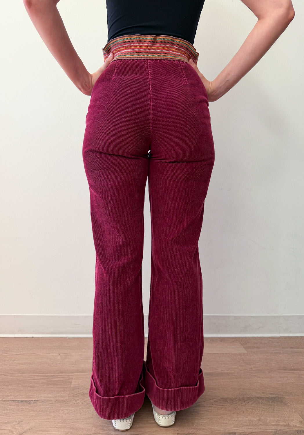 1970s Vintage Burgundy Corduroy Bell Bottoms