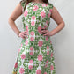 1960s Vintage Floral Kaleidoscope Cotton Petal Collar Mod Shift Dress