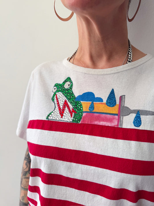 Y2K Vintage Marc Jacobs Rhinestone Frog Tee Shirt 2000s