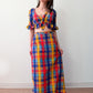 1960s - 1970s Vintage Handmade Madras Cotton Colorful Plaid Two Piece Set