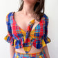 1960s - 1970s Vintage Handmade Madras Cotton Colorful Plaid Two Piece Set