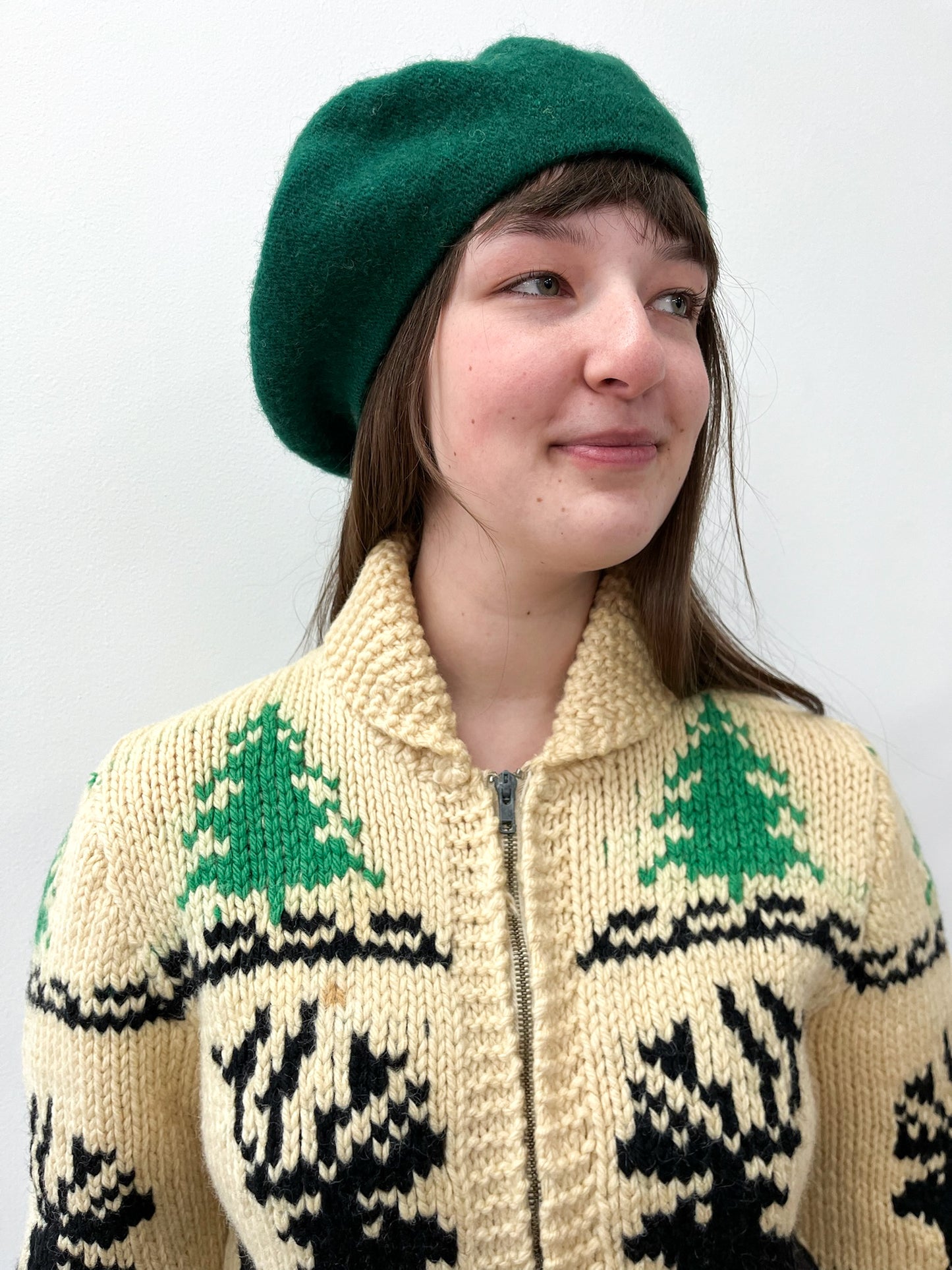 1950s Vintage Elk in the Forest Cowichan Zip Up Sweater