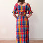 1960s - 1970s Vintage Handmade Madras Cotton Colorful Plaid Two Piece Set