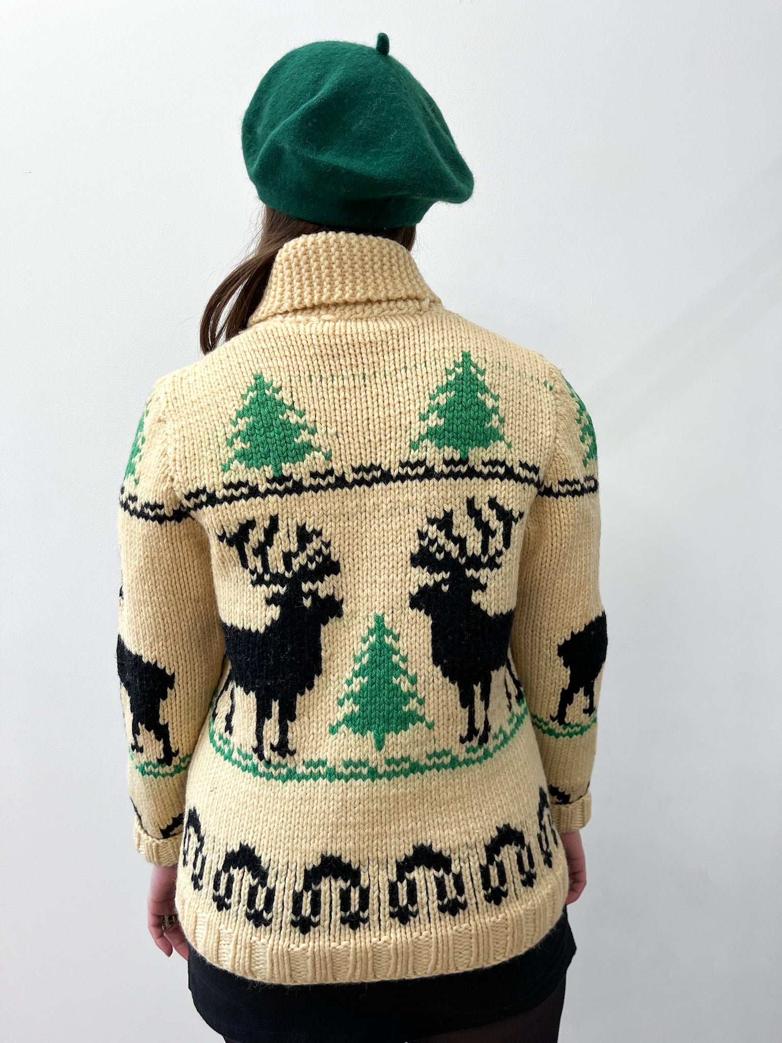 1950s Vintage Elk in the Forest Cowichan Zip Up Sweater – The