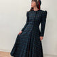 1940s Vintage Hooded Plaid Full Length Coat