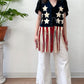 1970s Vintage Stars and Stripes Americana Suede Fringe Vest
