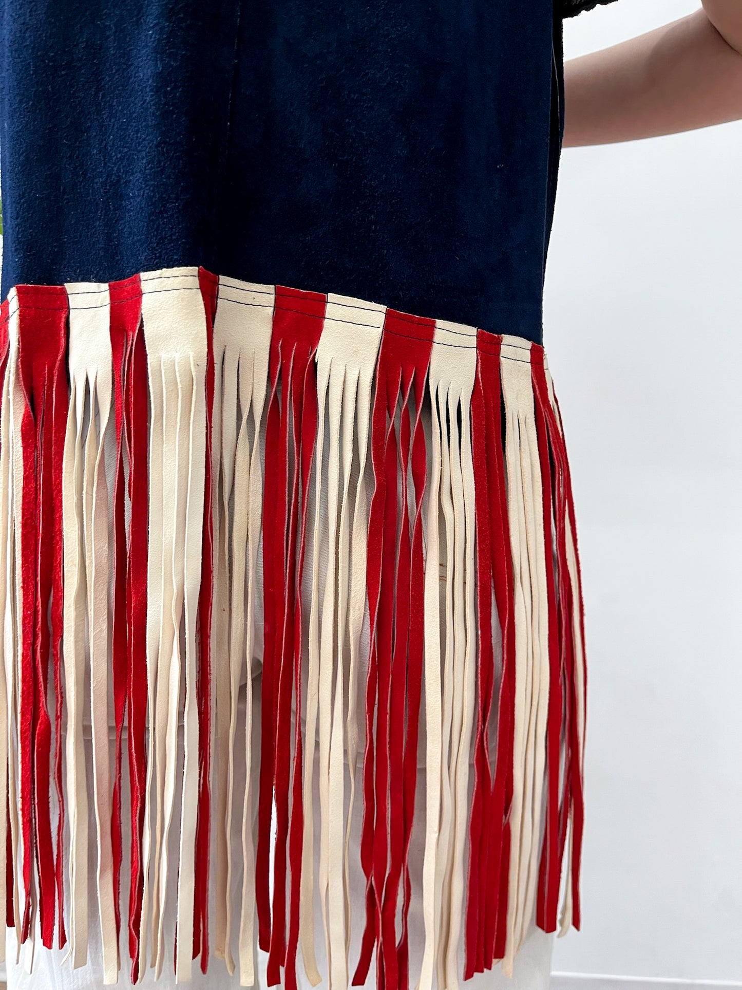 1970s Vintage Stars and Stripes Americana Suede Fringe Vest