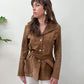 1970s Vintage Brown Suede Leather Snap Jacket with Belt