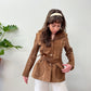 1970s Vintage Brown Suede Leather Snap Jacket with Belt