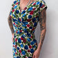 1950s Vintage Painted Tulips Print Wiggle Cocktail Party Dress