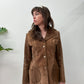 1970s Vintage Brown Suede Leather Snap Jacket with Belt