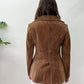 1970s Vintage Brown Suede Leather Snap Jacket with Belt