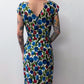 1950s Vintage Painted Tulips Print Wiggle Cocktail Party Dress