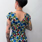 1950s Vintage Painted Tulips Print Wiggle Cocktail Party Dress