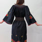 1960s - 1970s Vintage Hungarian Black Hand Embroidered Folk Dress