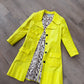 1960s Vintage Vogue Paris Bright Yellow Mod Embossed Vinyl Reptile Print Jacket