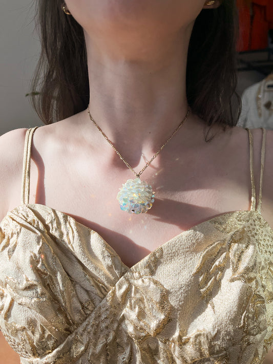 1950s Vintage Disco Ball Sequin Pendant Necklace