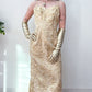1950s Vintage Golden Floral Brocade Cocktail Maxi Dress