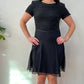 1990s Vintage Black Formal Sequin & Silk Dress