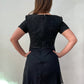 1990s Vintage Black Formal Sequin & Silk Dress