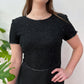 1990s Vintage Black Formal Sequin & Silk Dress