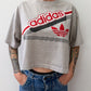1980s Vintage ADIDAS Heather Grey Crop Top Tee