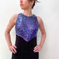 1990s Vintage Purple Sequins with Black Maxi Party NYE Dress