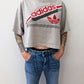 1980s Vintage ADIDAS Heather Grey Crop Top Tee