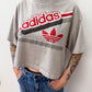1980s Vintage ADIDAS Heather Grey Crop Top Tee