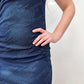 1990s Vintage Night Sky Deep Navy Sequined Prom Party Dress