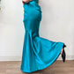2000s Y2K Vintage Teal Mermaid Hem Prom Formal Party Gown Dress