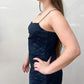 1990s Vintage Night Sky Deep Navy Sequined Prom Party Dress