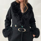 1950s Vintage Black Femme Fatale Winter Coat