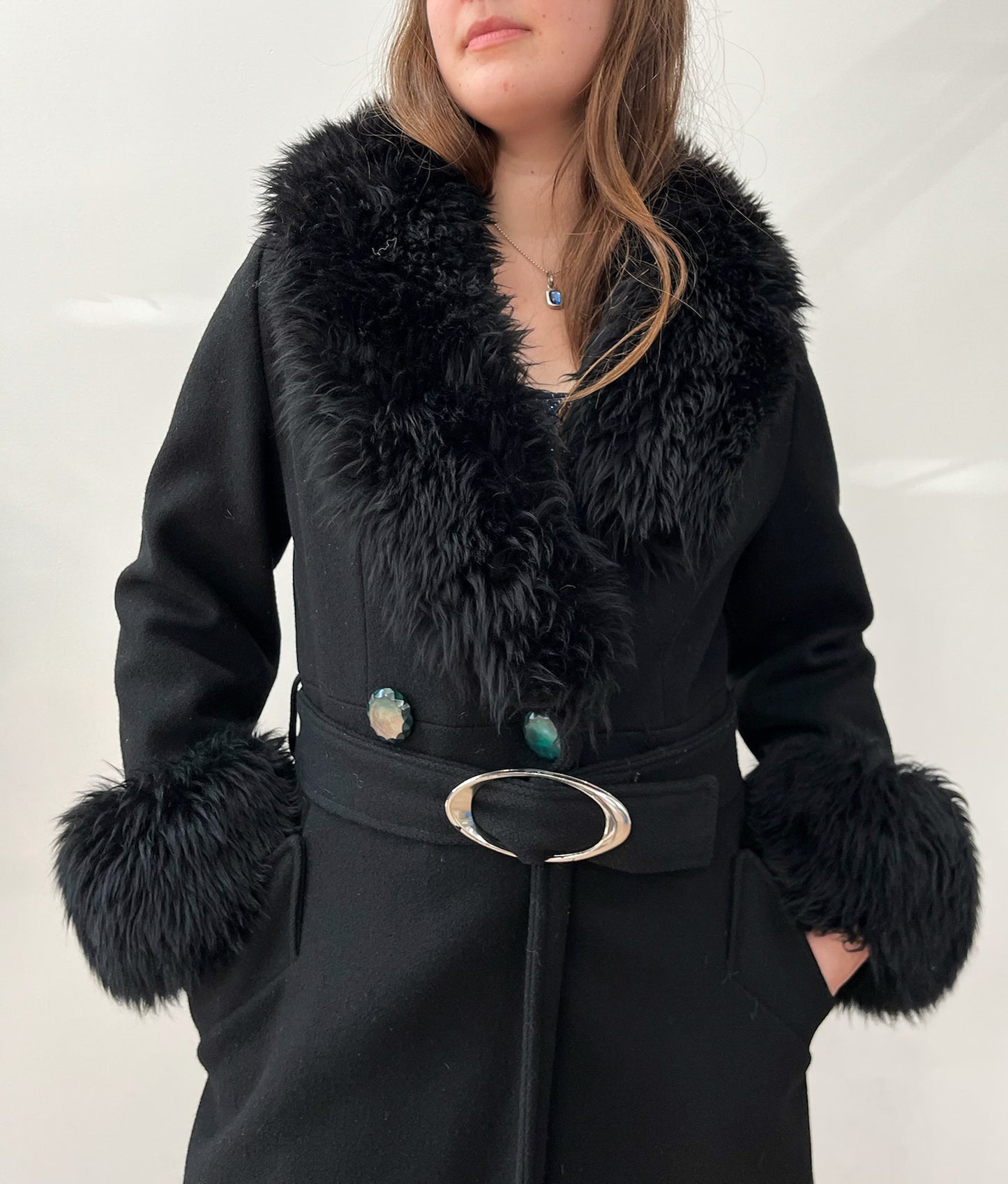 1950s Vintage Black Femme Fatale Winter Coat