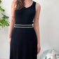 1970s Vintage Black & Silver Knit Maxi Dress by Roncelli