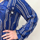1980s Vintage Cobalt Blue Heavily Beaded 80s does 20s Gatsby Party Dress