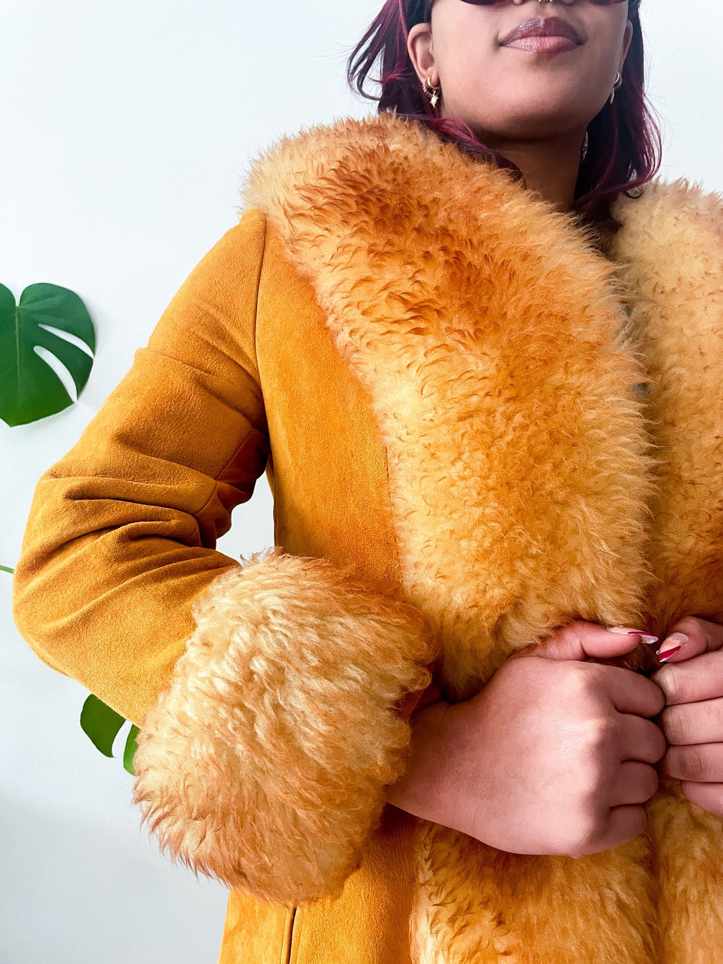 1970s Vintage Butterscotch Suede & Shearling Penny Lane Afghan Coat