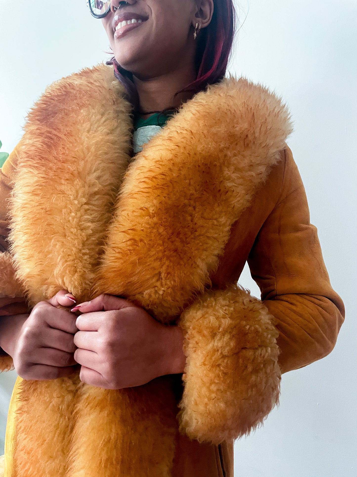 1970s Vintage Butterscotch Suede & Shearling Penny Lane Afghan Coat