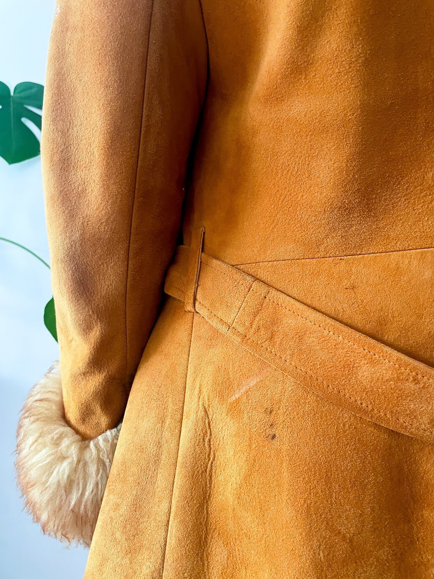 1970s Vintage Butterscotch Suede & Shearling Penny Lane Afghan Coat